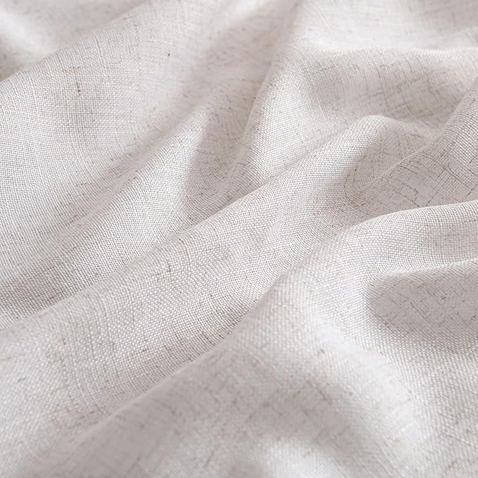 MIULEE White Linen Curtains 96 Inch Long for Bedroom Living Room, Soft Thick Linen Textured Window Drapes Semi Sheer Light Filtering Rod Pocket Back Tab Burlap Look Farmhouse Decor, 2 Panels