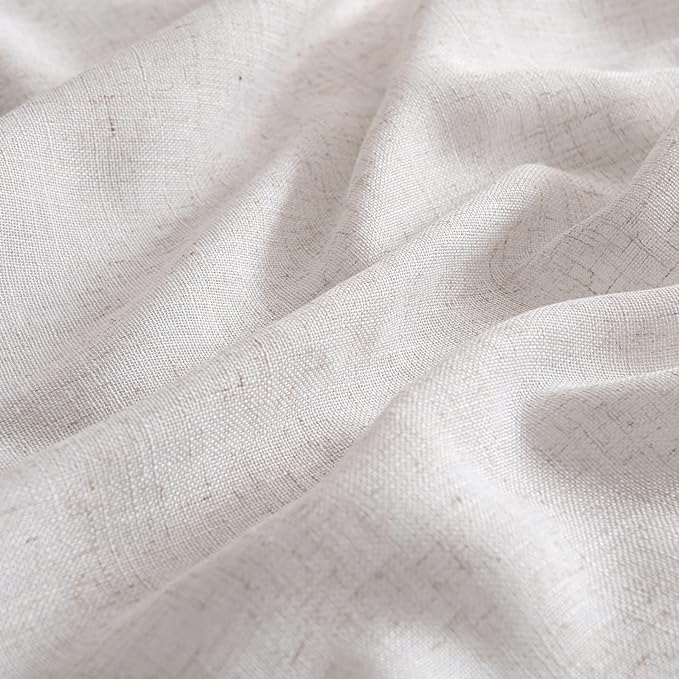 MIULEE White Linen Curtains 120 Inches Long for Bedroom Living Room, Soft Thick Linen Textured Extra Long Window Drapes Semi Sheer Light Filtering Rod Pocket Back Tab Burlap Look, 2 Panels 10 Ft
