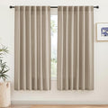 RYB HOME Privacy Semi Sheer Linen Curtains 72 inches Long, Rod Pocket & Back Tab Linen Blend Elegant Light Filtering Privacy Protected Panels for Farmhouse Cottage, Khaki, 52" W, 2 Panels