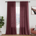 Burgundy Linen Curtains 90 Inch Long 2 Panels Set for Bedroom Living Room Linen Textured Window Drapes Semi Sheer Light Filtering Rod Pocket Back Tab Cotton Textured Farmhouse Curtain 52x90