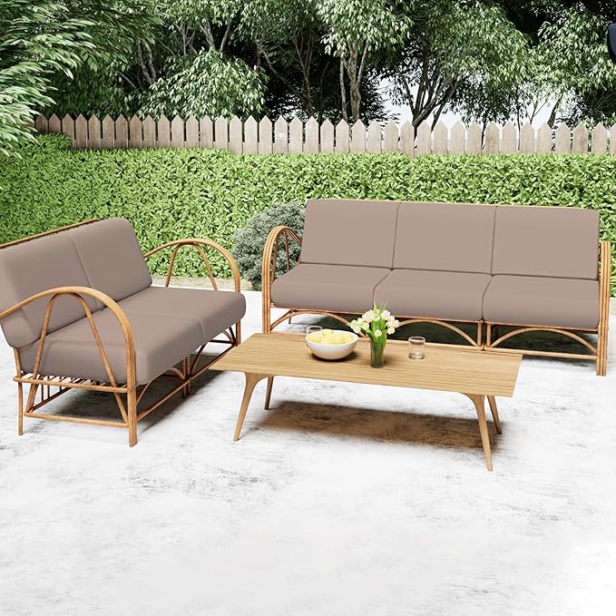 Smiry Printed Couch Cushion Covers, Stretch Soft Couch Covers for Sofa, Washable Non-Slip Sofa Slipcover Furniture Protector for Indoor and Outdoor (2 Pack, Mocha)