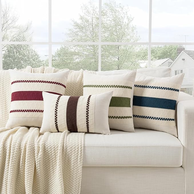 Fancy Homi Set of 1 Boho Brown Lumbar Decorative Throw Pillow Cover 12x20 Inch for Couch Bed Sofa Chair, Modern Organic Farmhouse Home Decor, Soft Cotton Cute Accent Rectangle Cushion Case