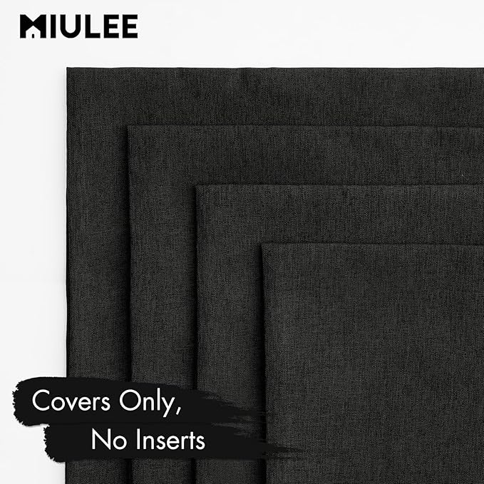 MIULEE Pack of 4 Decorative Outdoor Throw Pillow Covers Linen Waterproof Pillow Covers Farmhouse Cushion Cases for Patio Garden Tent Balcony Couch Sofa 18x18 inch Black