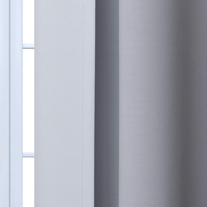 Yakamok Room Darkening Ombre Curtains 96 Inch Length, Black and Greyish White Thermal Insulated Gradient Color Curtains,Light Blocking Grommet Window Drapes for Bedroom,62 Inch Width,2 Panels