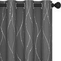 Deconovo Blackout Curtains, Grey Curtain, Thermal Insulated Noise‑Reducing Drape, Wave Line Dot Foil Print, 52 x 45 Inch, 2 Panels, Machine‑Washable Curtain Drapes for Kitchen Nursery Small Window