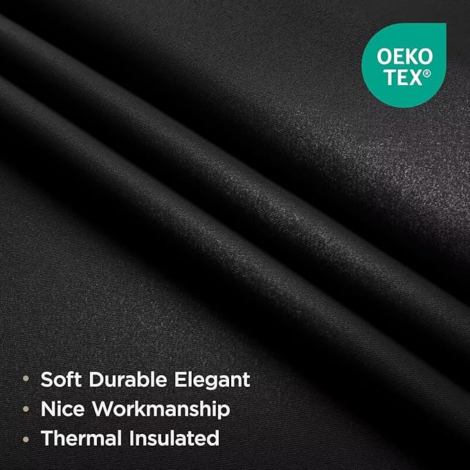 Joydeco Blackout Curtains 95 Inches Long 2 Panels Set, Thermal Insulated Long Curtains& Drapes 2 Burg, Room Darkening Drapes for Bedroom Living Room (Black, W37 x L95 Inch)