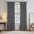 Pony Dance Blackout Curtains Thermal Insulated Window Treatment Panels Room Darkening Shade Drapes for Living Room Back Tab/Rod Pocket Bedroom Draperies, 55 x 90 Inch, Grey, 2 Panels