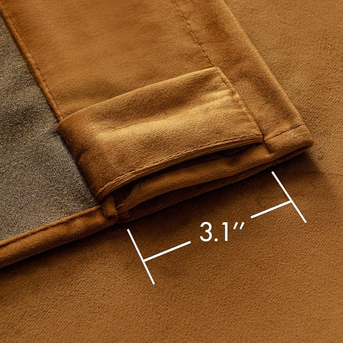 MIULEE Velvet Curtains 108 inches - Luxury Blackout Curtains for Bedroom Living Room Thermal Insulated Super Soft Window Drapes Rod Pocket & Back Tab, Gold Brown, W52 x L108 inches, 2 Panels
