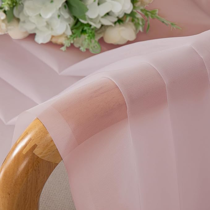 Chyhomenyc Blush Pink Sheer Curtains 120 Inches Long - Light Filtering Voile Extra Long Panel Drapes for Floor to Ceiling Window, Elegant Soft Living Room Curtains, Each 42Wx120L Inch, 10FT, 2 Panels