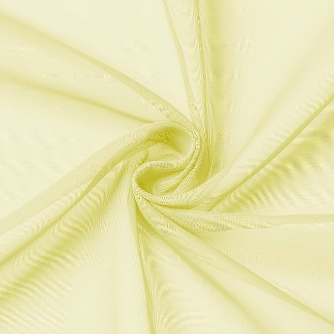 OWENIE Sheer Curtains 90 inches Long 2 Panels Set for Living Room/Bedroom, Rod Pocket Voile Sheer Panel Drapes, Airy Soft Fabric Window Treatments, 2pcs, Each 42" W x 90" L, Light Yellow