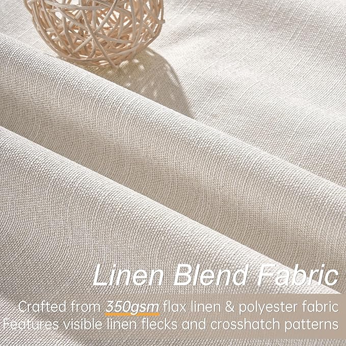 Extra Wide 100 Inch Length Blackout Curtains & Drapes 96 Inches Long 2 Panels Set for Sliding Glass Doors Modern Pleated Linen Blend Heavy Floor to Ceiling Large Window Drapes(100"Wx96"Lx 2 Birch)