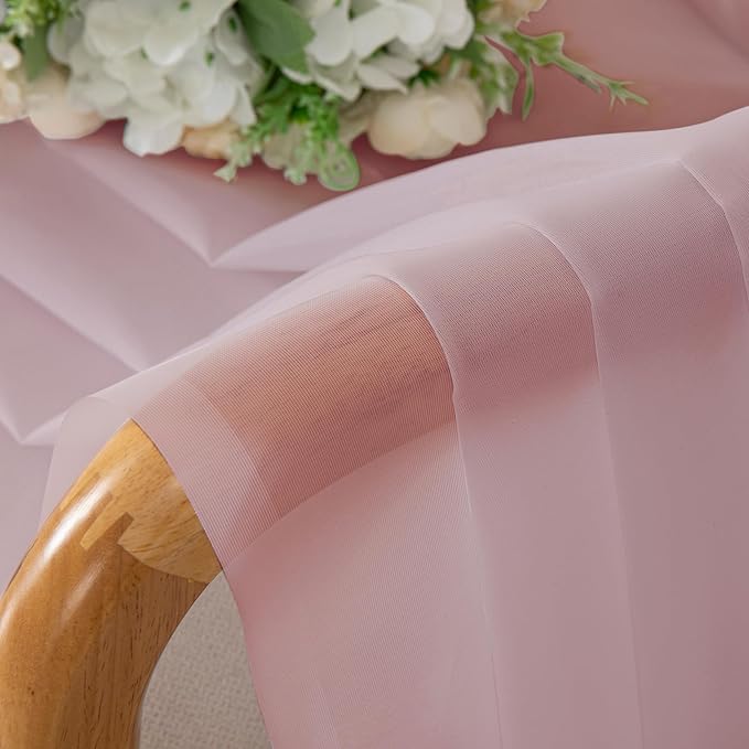 OVZME Blush Pink Sheer Curtains 36 inch Length 2 Panels Set, Light Filtering Voile Rod Pocket Short Window Curtians for Bathroom Living Room Farmhouse Small Windows, Each 42Wx36L Inches
