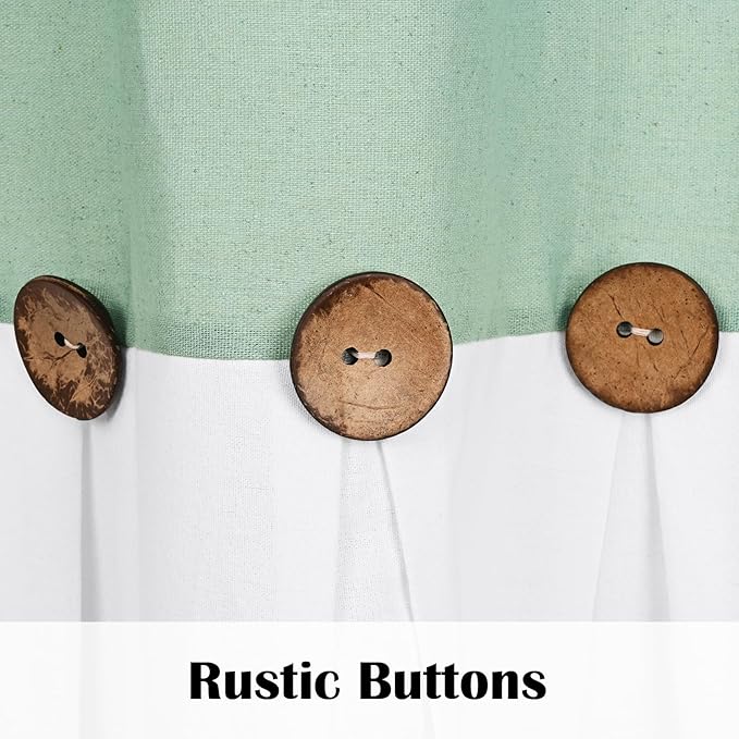 FRAMICS Boho Kitchen Curtains 24 Inch Length, Farmhouse Cotton Linen Tier Curtains, Rustic Button Short Curtains for Windows, Sage Green Country Cafe Curtains, Rod Pocket Small Window Curtains, 26x24