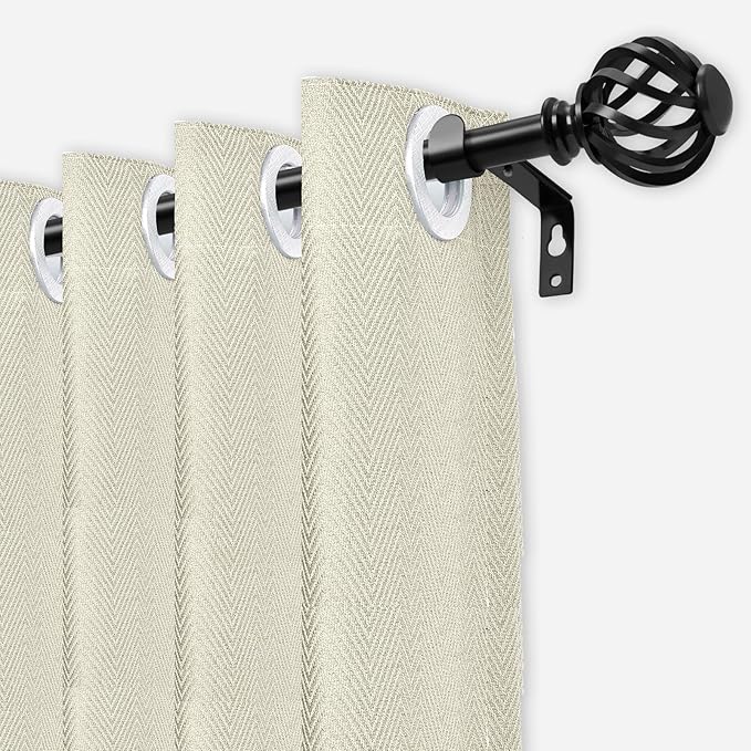 Luvenia Black Decorative Curtain Rod,Adjustable Curtain Rods For Windows 30 to 60 Inch(2.5-5Ft),Curtain Rod For Bedroom, Living Room,Kitchen,Farmhouse