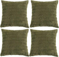 Fancy Homi 4 Packs Boho Moss Green Decorative Throw Pillow Covers 24x24 Inch for Couch Bed Sofa, Rustic Modern Farmhouse Home Decor, Soft Plush Corduroy Cute Square Cushion Case 60x60 cm