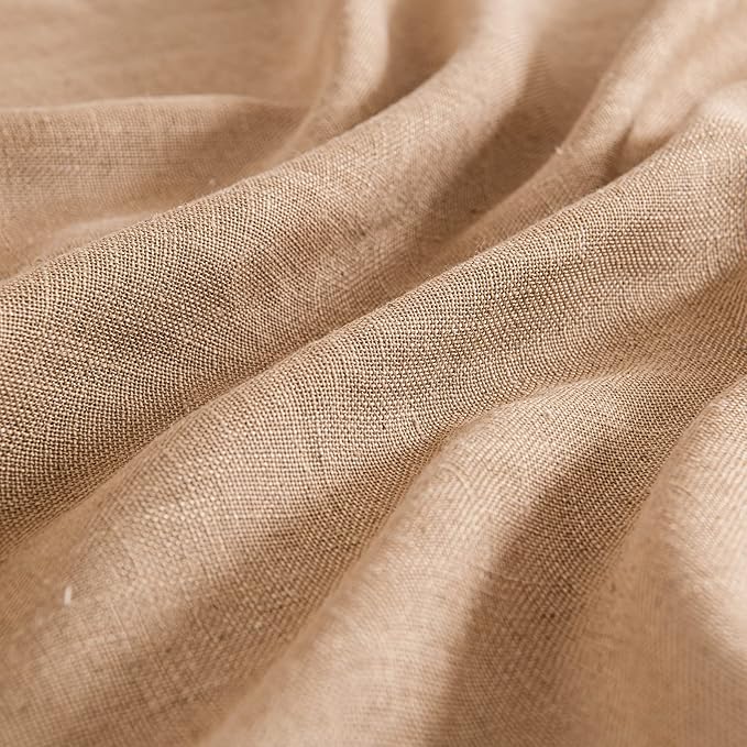 MIULEE Light Brown Linen Curtains 63 Inch Length 2 Panels for Bedroom Living Room, Soft Thick Linen Textured Natural Window Drapes Semi Sheer Light Filtering Back Tab Rod Pocket Burlap Look Decor