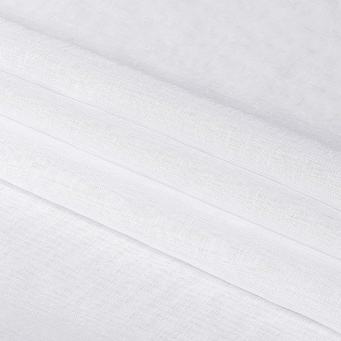 DWCN White Sheer Curtains Semi Transparent Voile Rod Pocket Curtains for Bedroom and Living Room, 52 x 45 inches Long, Set of 2 Panels