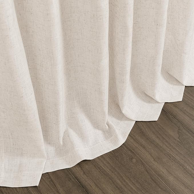 Linen Beige Curtains 145 inch Extra Long for Living Room Back Tab Light Filtering Semi Sheer Drapes Modern Farmhouse Coastal Decor Cotton Textured Curtain for Floor to Ceiling High Window 52x145