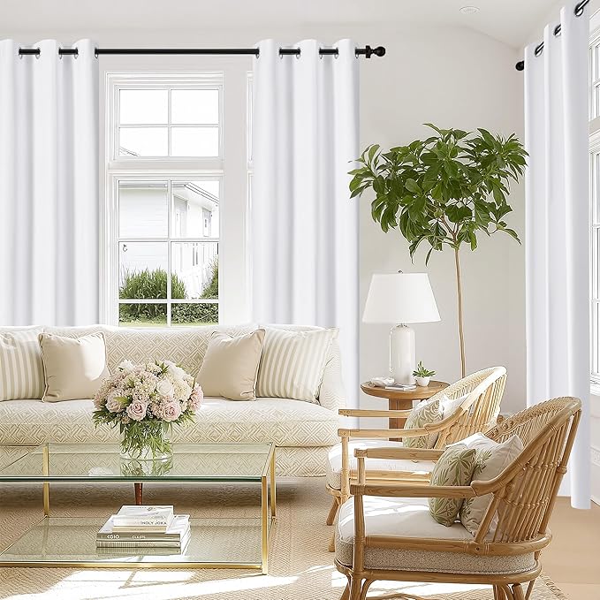 NICETOWN White100% Blackout Window Curtains 84 inch Long, Grommet Room Darkening Window Treatment Thermal Insualted for Bedroom/Livving Room, W37 x L84, 2 Panels