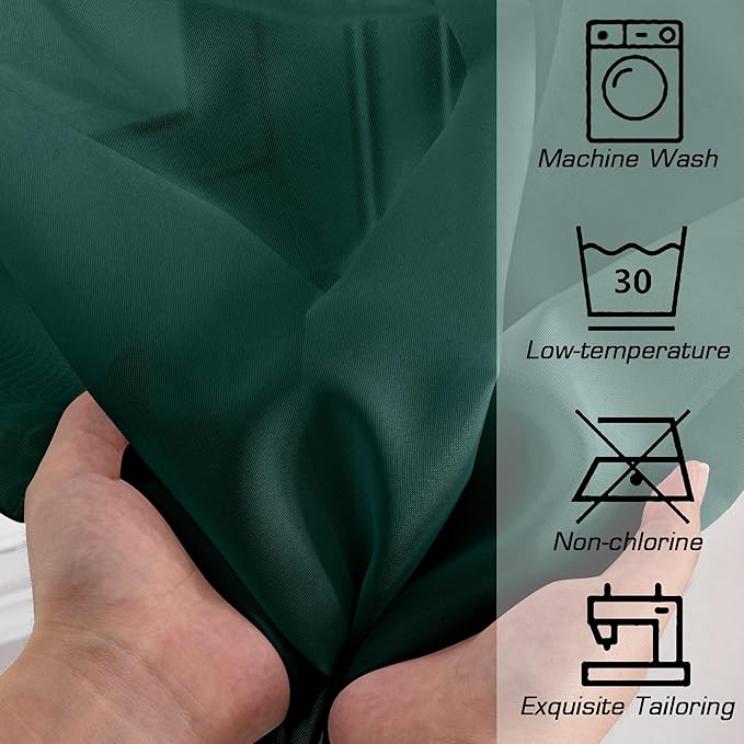 OWENIE Green Sheer Curtains 84 Inches Long for 2 Panels Set for Christmas, Solid Light Filtering Fimly Voile Sheer Curtains for Living Room Bedroom, Hunter Green, 42"x84"