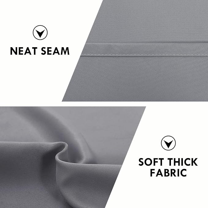 DWCN Blackout Curtains for Living Room Thermal Insulated, Energy Saving & Noise Reducing Bedroom Curtains, Grey, W 70x L 72 Inch, Set of 2 Rod Pocket Curtain Panels