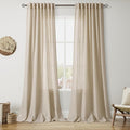 Nanspring Taupe Burlywood Curtains 90 Inches Long for Living Room Linen Blend Semi Sheer Country Farmhouse Decor Curtains Back Tab Privacy Burlap Textured Curtain for Bedroom 52x90, 2 Panels
