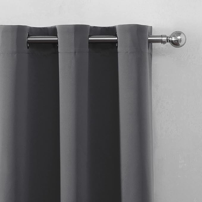LEMOMO Grey Blackout Curtains/52 x 84 Inch/Set of 2 Panels Thermal Insulated Room Darkening Curtains for Bedroom