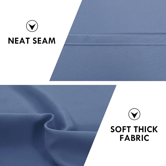 DWCN Blackout Curtains – Thermal Insulated, Energy Saving & Noise Reducing Bedroom and Living Room Curtains, Dusty Blue, W 38x L 63 Inch, Set of 2 Rod Pocket Curtain Panels