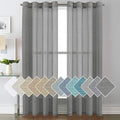 H.VERSAILTEX Linen Curtains Flax Linen Blended Curtain Panels for Living Room/Bedroom Semi Sheer Privacy Curtains 84 inch Length 2 Panels Set Nickel Grommet Window Drapes(Set of 2, Charcoal Grey)