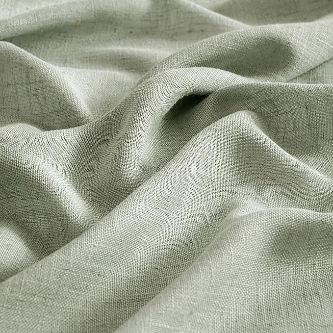 MIULEE Sage Linen Curtains 96 Inch Length 2 Panels for Bedroom Living Room,Green Soft Thick Linen Textured Window Drapes Semi Sheer Light Filtering Back Tab Rod Pocket Burlap Look Decor