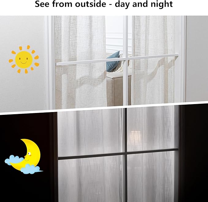 MYSKY HOME Linen Curtains 95 Inches Long for Sliding Glass Door, Farmhouse Semi Sheer Ceiling Curtains Living Room Light Filtering Back Tab Elegant Style Soft Fabric, 100" x 95", Linen, 1 Panel