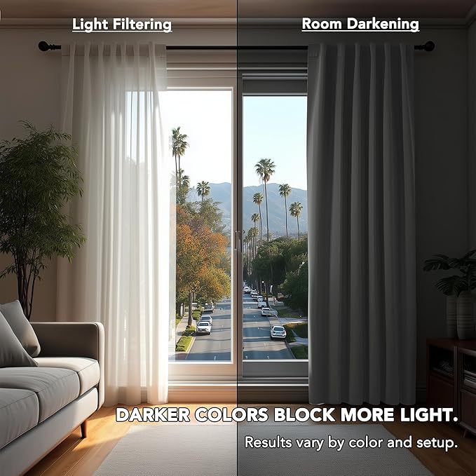 Deconovo Blackout Curtains, Thermal Insulated, W70 x L63 2 Panels, Back Tab, Machine Washable, Room-Darkening Drapes for Bedroom/Living Room Light Grey
