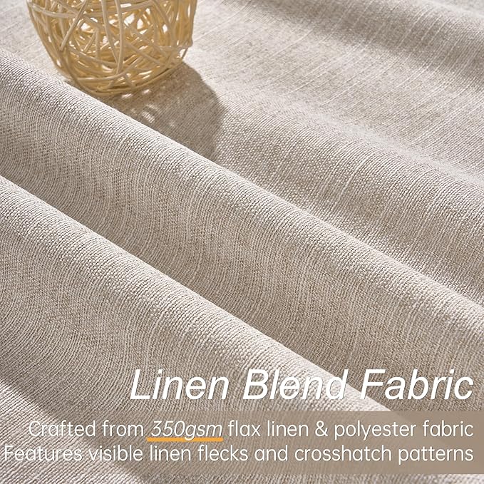 Topfinel 108 Inches Long Blackout Linen Curtains for Living Room,Extra Long Panels Large Window Room Darkening Textured Cold Block Rustic Acoustic Heavy Ivory Track Curtains 2 Panels