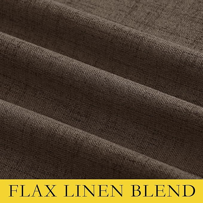 NICETOWN Coffee Vintage Linen 100% Blackout Curtains for Living Room, Thermal Insulated Curtains 84" Long, Noise Reducing Window Treatment Drapes for Dining Room, 62" Wide Per Panel, Set of 2