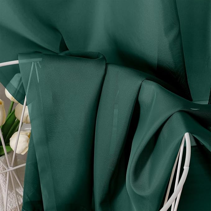 OVZME Hunter Green Sheer Curtains 84 Inches Long 2 Panels - Soft Light Filtering Christmas Sheer Panels for Living Room/Bedroom, Top Dual Rod Pocket, 1 Pair, Each 42Wx84L