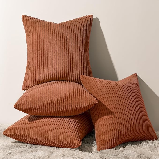 Topfinel Decorative Terracotta Throw Pillow Covers Cushion Cases, Set of 4 Soft Velvet Modern Double-Sided Designs, Rustic Fall Home Decor, Pillow Inserts Not Included 18x18 inch