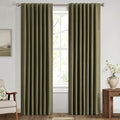 MIULEE 100% Blackout Linen Curtains for Bedroom, Light Olive Green Solid Luxury Decor Thermal Insulation Room Darkening Drapes for Living Room Nursery Back Tab Rod Pocket 42 x 84 Inches, 2 Panels