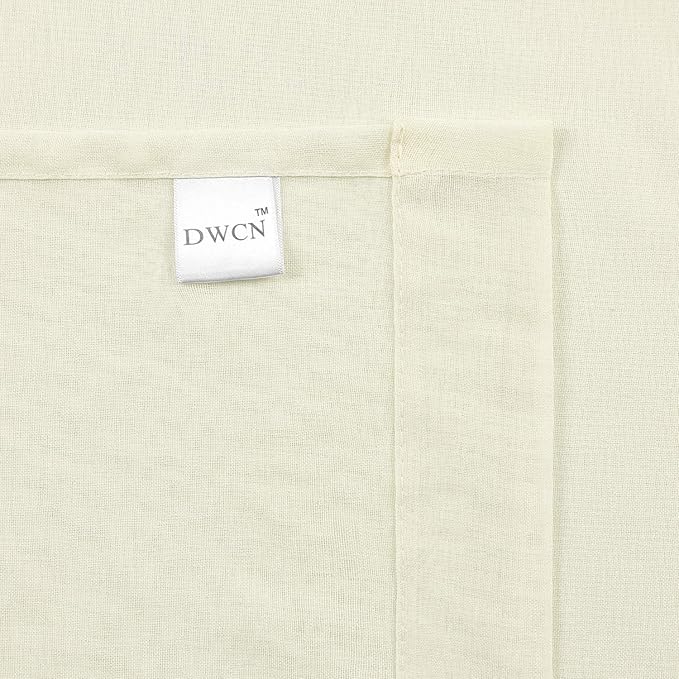 DWCN Ivory Sheer Curtains Semi Transparent Voile Rod Pocket Curtains for Bedroom and Living Room, 52 x 54 inches Long, Set of 2 Panels