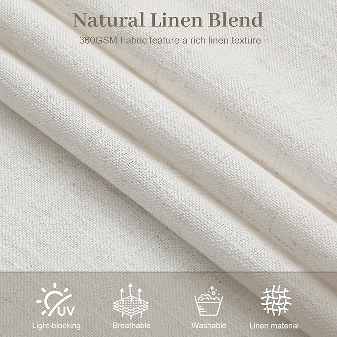 IVAPUPU Pinch Pleated Curtains 90 Inch Long for Living Room, Extra Wide Semi Sheer Pleated Drapes Back Tab Hooks Rings Light Filtering Privacy Linen Curtain for Office, Beige White, 70Wx90L, 1 Panel