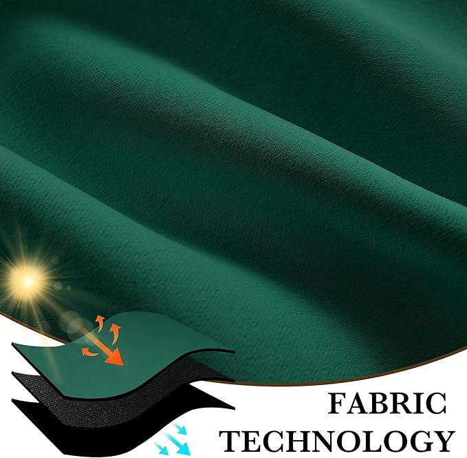 RYB HOME 100% Blackout Basement Curtains 30 inches Long, Heat & UV Blocking Total Room Darkening Noise Reducing Curtains for Bathroom RV Campers, Dark Green, 2 Panels Set