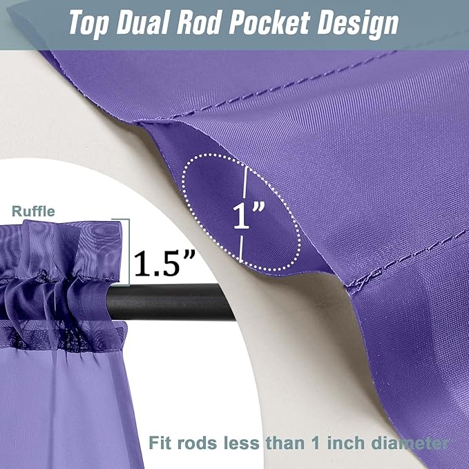 Purple Sheer Curtains 90 Inches Long 2 Panels, Light Filtering Solid Sheer Curtains for Bedroom Living Room, Lightweight Soft Airy Window Voile Sheer Drapes, Dual Rod Pocket, 2x42Wx90L Inches
