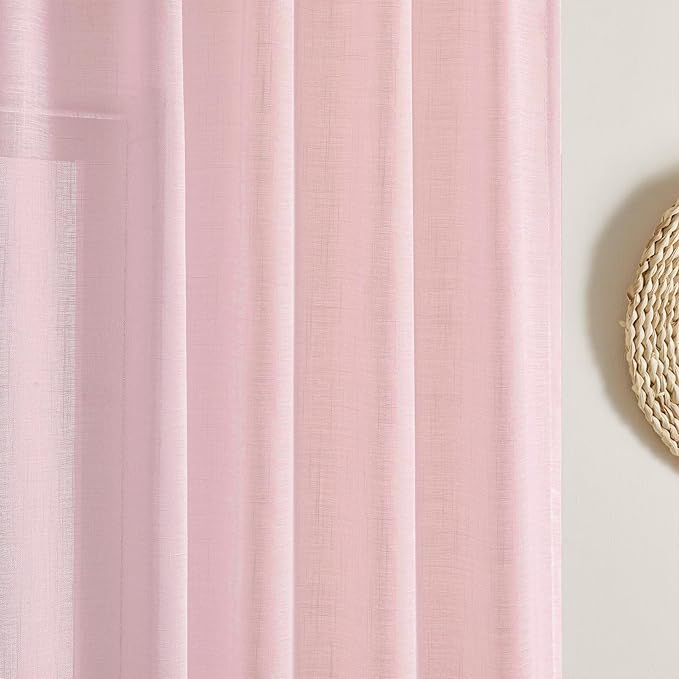 Joydeco Sheer Curtains for Living Room, Beige Curtains 90 Inches Long 2 Panels Set, Window Curtains Privacy Assured with Light Filtering(W52 x L90 Inch,Tapioca)
