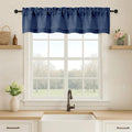 OVZME Navy Blue Valance for Windows, Light Filtering Faux Linen Textured Small Short Valance Kitchen Curtain, Dual Rod Pocket Top Short Window Curtain for Bathroom Basement Farmhouse, 1 Piece, 60Wx12L