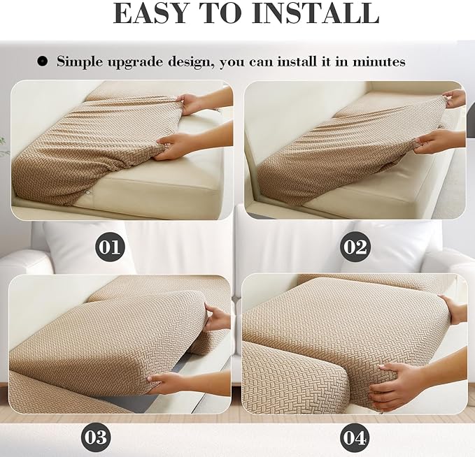 Sofa Covers Couch Covers for Sofa Pet Friendly Couch Cushion Covers Universal Sofa Covers Washable Stretch Slipcovers for Sectional Sofa (Texture Light Coffee,Large Single Seat Cover)