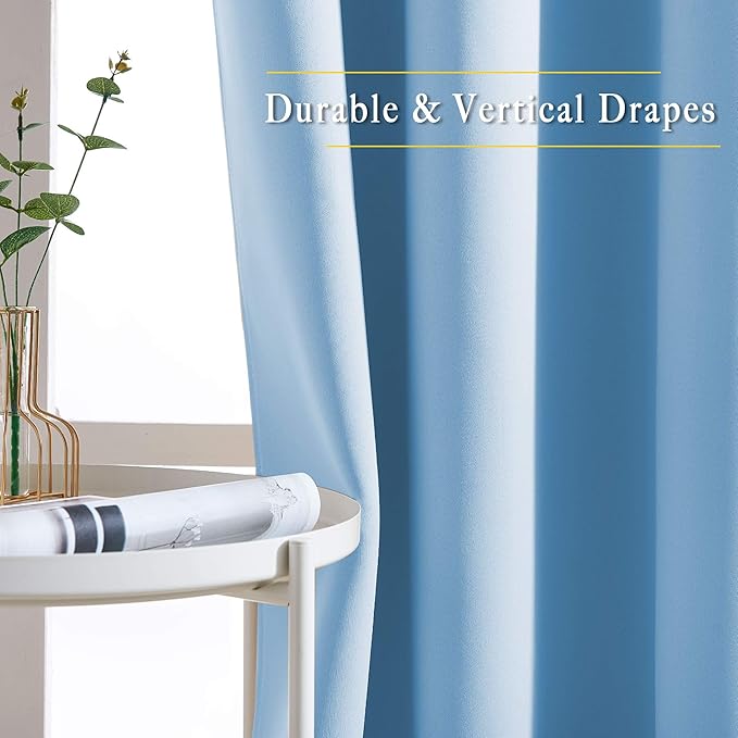 NICETOWN Blackout Curtains 54 Long - Window Treatment Thermal Insulated Solid Grommet Blackout Curtains/Panels/Drapes for Bedroom (Blue, Set of 2, 66 by 54 Inch)