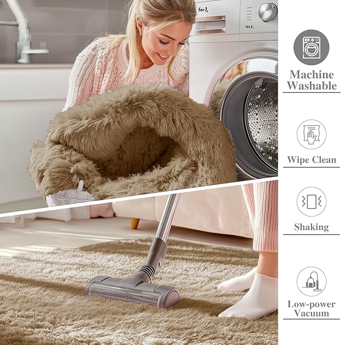 OLANLY 3x5 Machine Washable Small Bedside Rug, Soft Fluffy Shaggy Rugs for Living Room, Bedroom, Indoor Floor Carpet for Kids Girls and Boys, Preppy Dorms, Nursery, Home Decor Aesthetic, Taupe