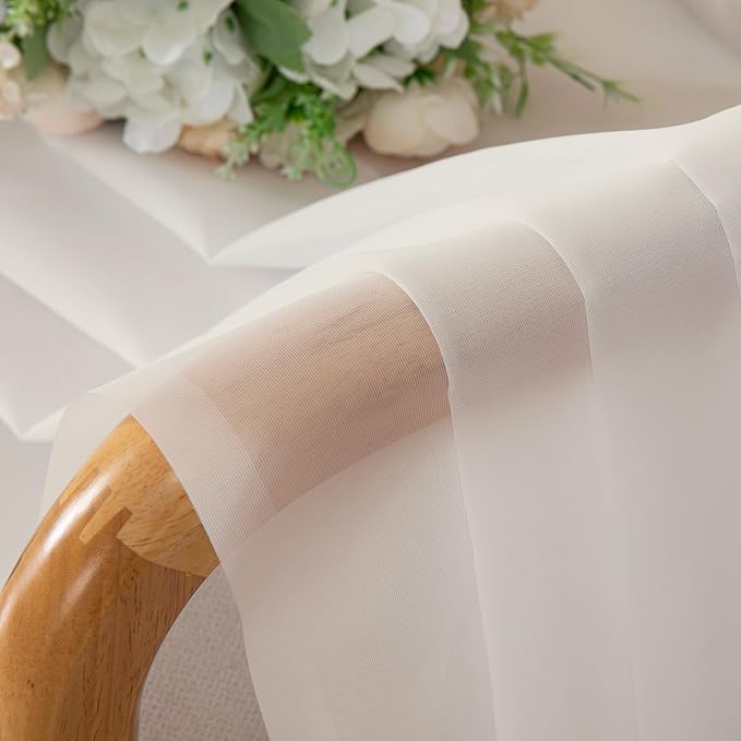 Chyhomenyc Ivory Sheer Curtains 84 Inches Long, Light Filtering Solid Color Window Sheer Curtain Panels, Elegant Rod Pocket Curtains Drapes for Living Room Bedroom, 2 Panels, 42" W x 84" L