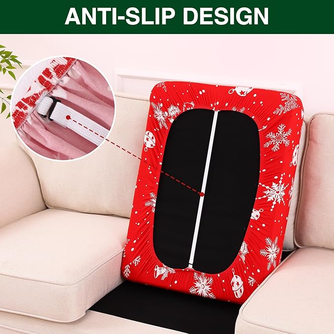 Smiry Printed Couch Cushion Covers, Stretch Soft Couch Covers for Sofa, Washable Non-Slip Sofa Slipcover Furniture Protector for Indoor and Outdoor (Medium,Red)