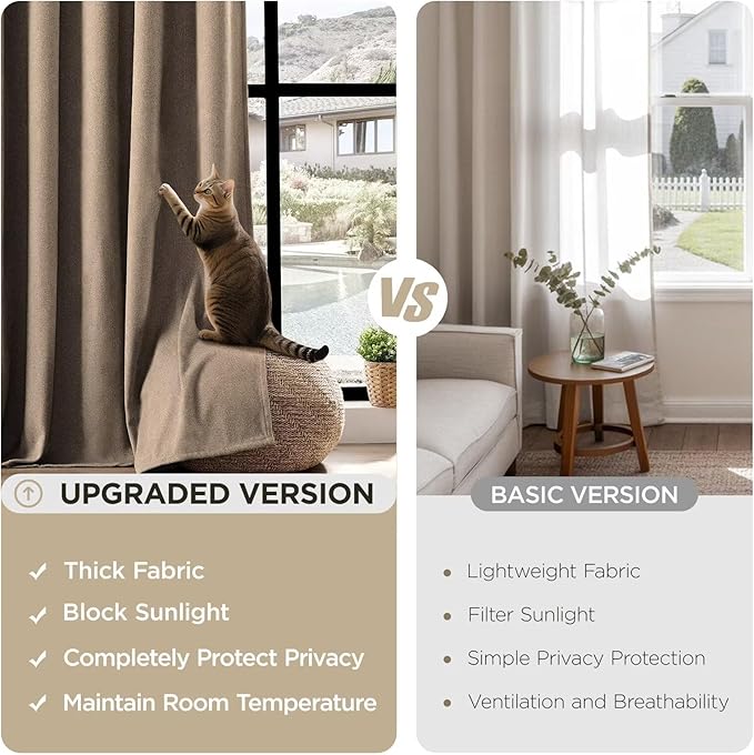 Joydeco Thick Linen Pinch Pleated Curtains 96 Inch Long 2 Panel Set for Living Room, Double-Faced Curtain for Bedroom, Back Tab Blackout Drapes with Adjustable Hooks (40”W x96”L,Thick Linen)