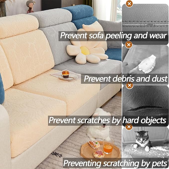 Soothing Home Sofa Covers, Sofa Hero Covers, Wear-Resistant Universal Couch Covers Washable Stretch Sectional Couch Cushion Covers (Light Green,Large Single Seat Cover)